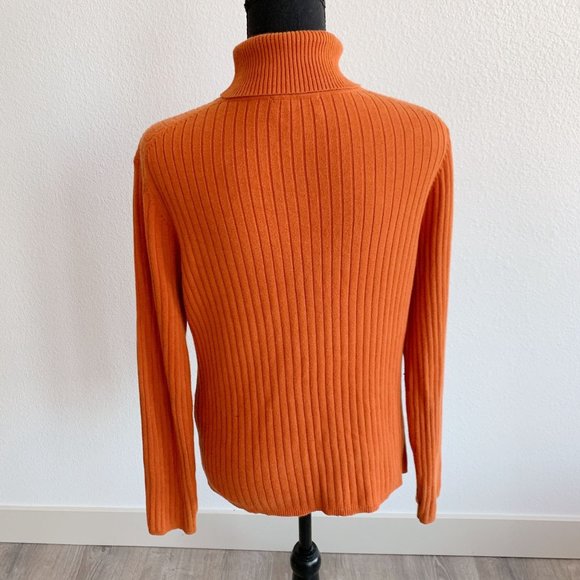 Talbots Burnt Orange Ribbed Long Sleeve Turtleneck Shirt Top Size Large - Picture 4 of 5